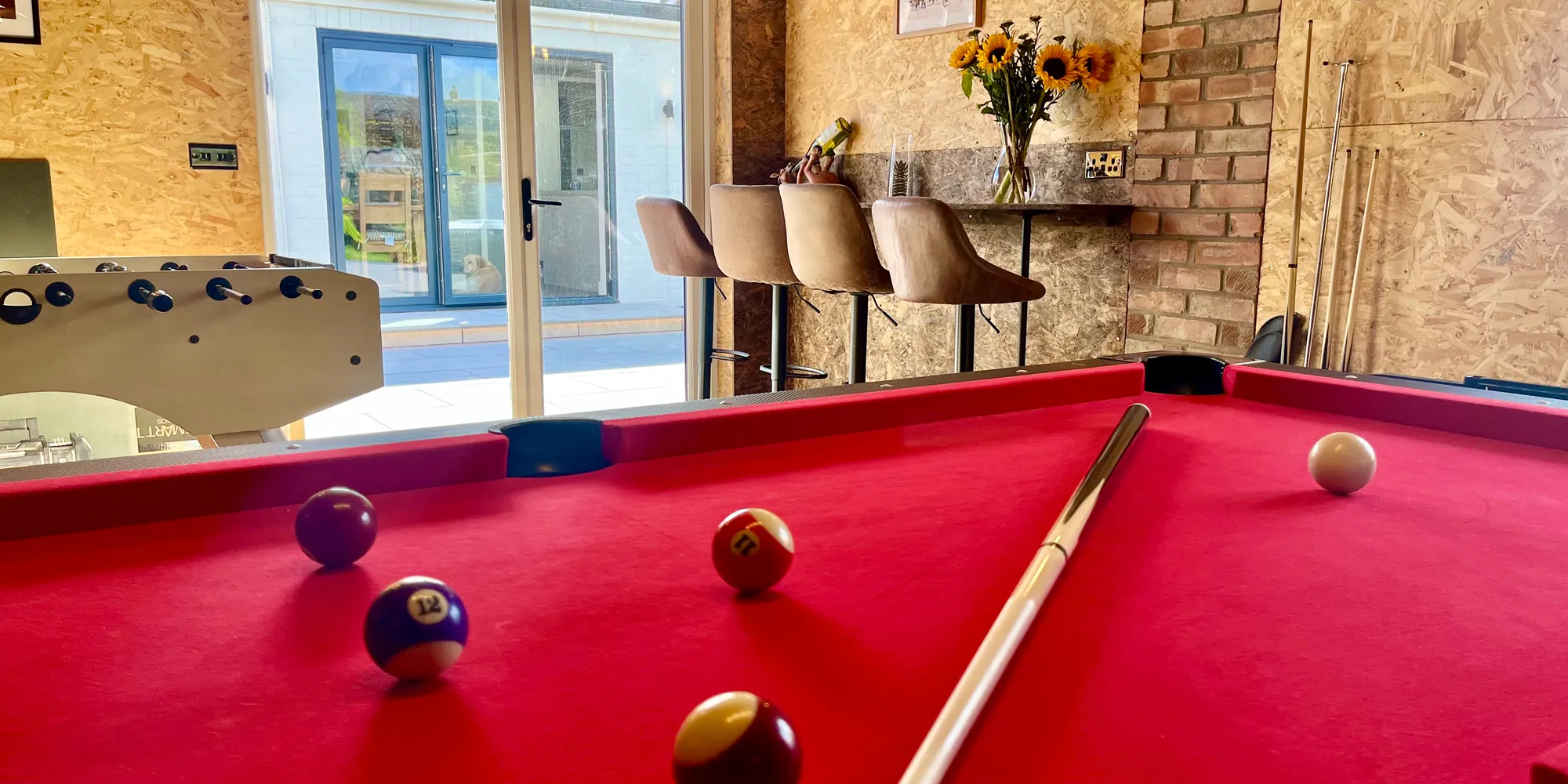 Large games room with pool table at High Beach Holidays in Berrow Somerset