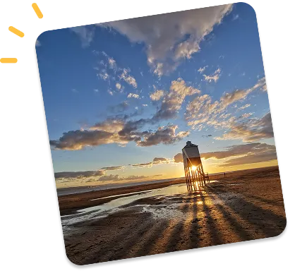 Dramatic sunset at Burnham-on-Sea Low Lighthouse on the Somerset coast near Berrow